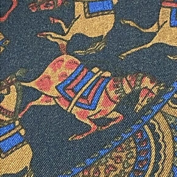 Auth Salvatore Ferragamo - Dark Navy Brown Multi Scarf - Picture 7 of 9